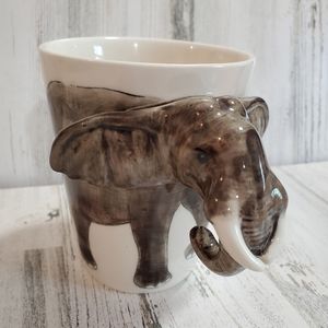 World Market 3D 16 oz. Elephant Mug head tusk handle